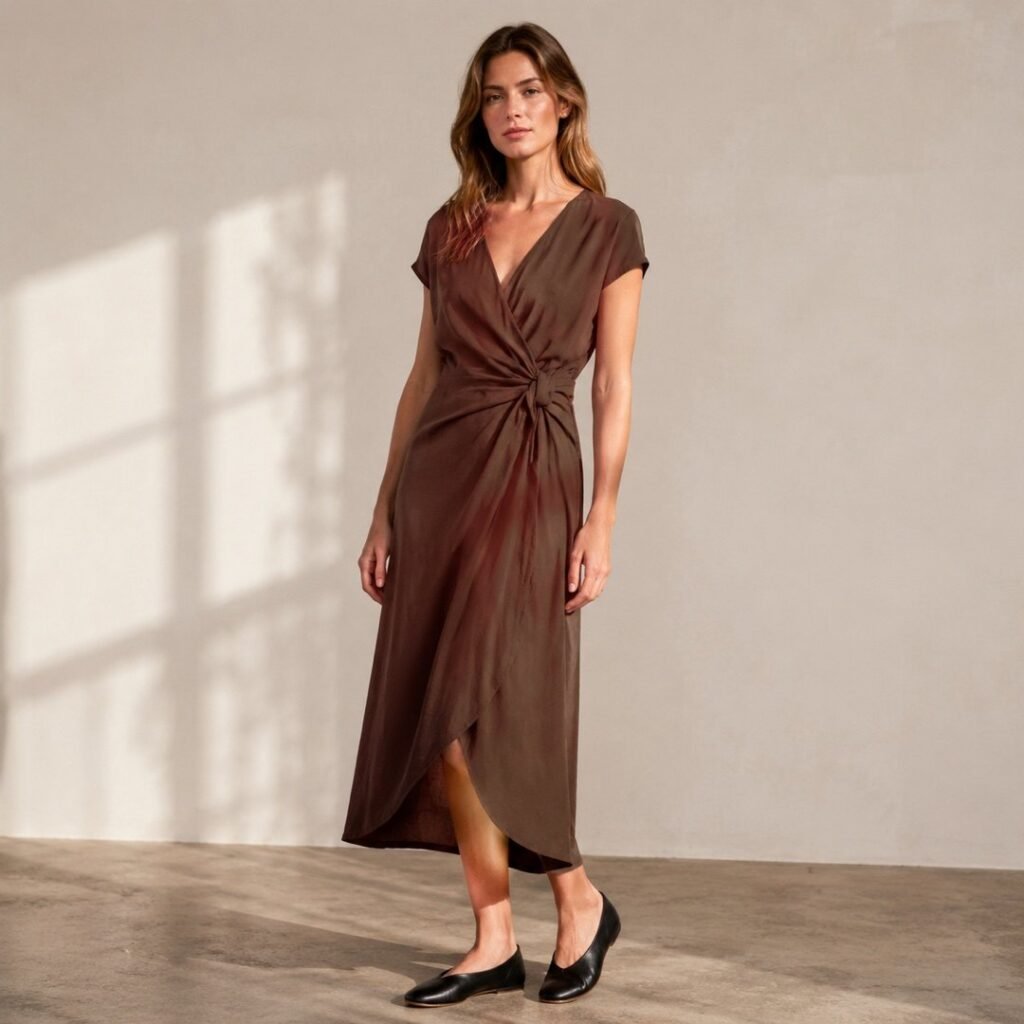 Farring wrap detail dress — Dresses by 786 CLOTHING. worn by a model.