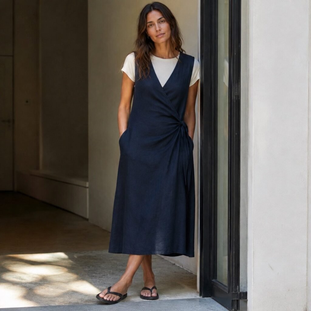 Leyton wrap detail dress — Dresses by 786 CLOTHING. worn by a model.