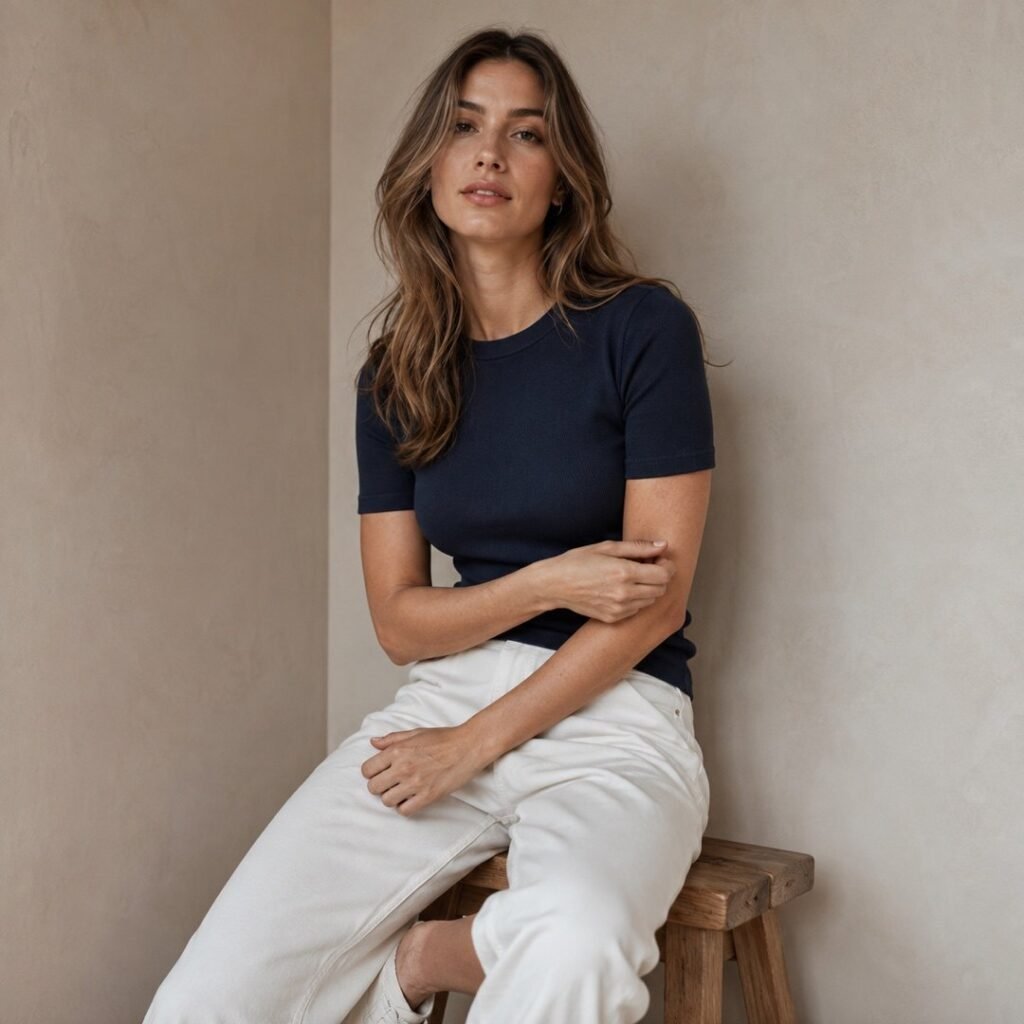 Alder rib tee — Jersey by 786 CLOTHING. worn by a model.