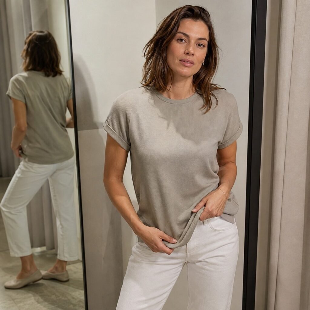 Ashford rib tee — Jersey by 786 CLOTHING. worn by a model.