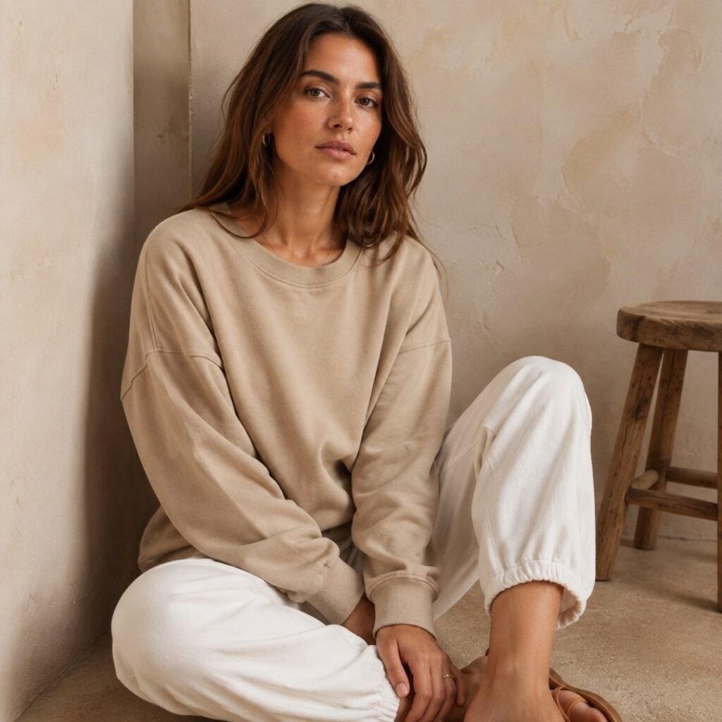 Waltham relaxed sweatshirt — Jersey by 786 CLOTHING. worn by a model.