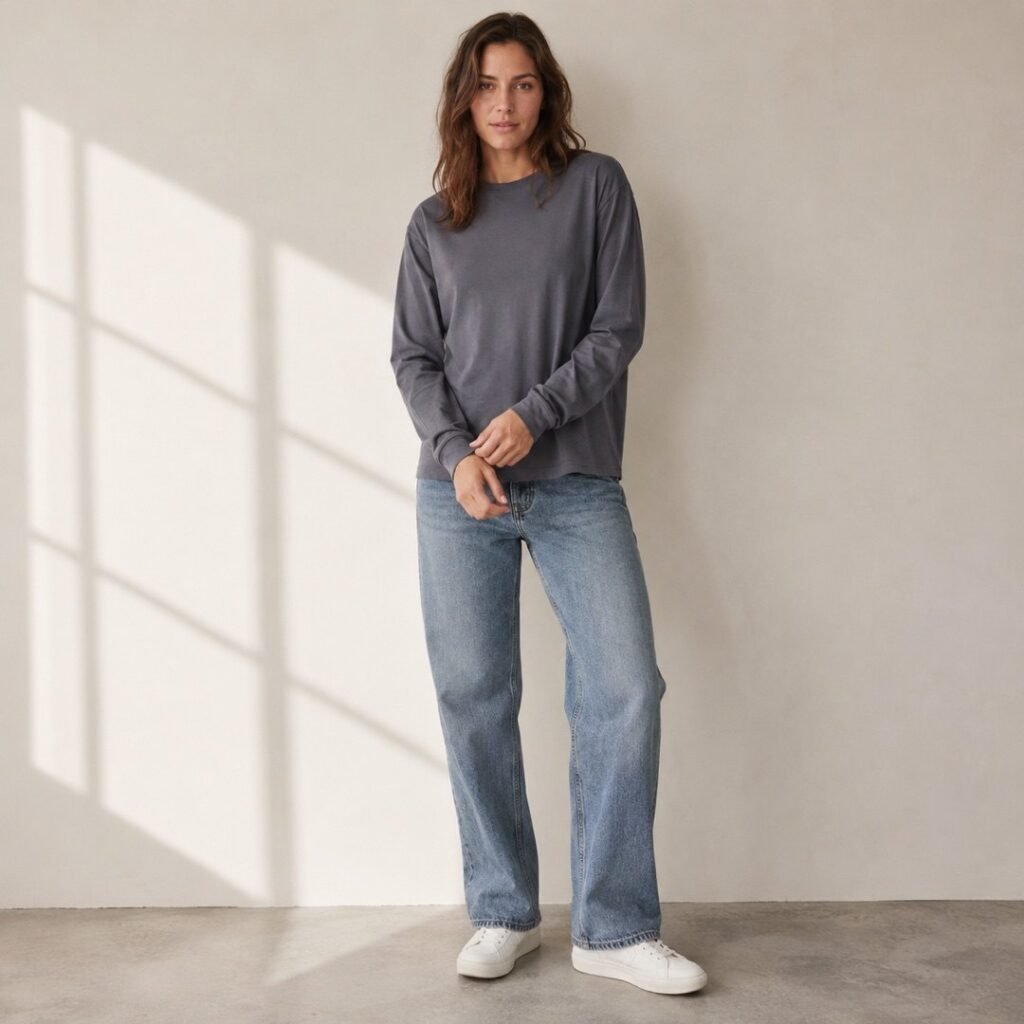 Porter long sleeve tee — Jersey by 786 CLOTHING. worn by a model.