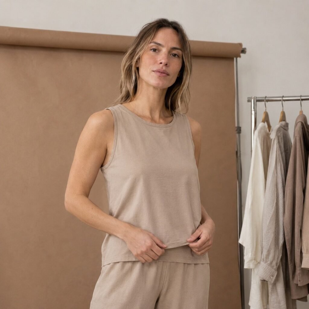 Finch soft vest — Jersey by 786 CLOTHING. worn by a model.