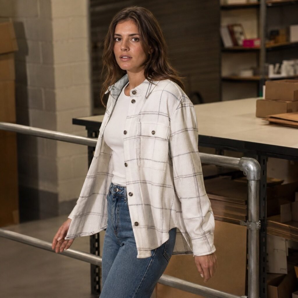 Huxley brushed check overshirt — Overshirts by 786 CLOTHING. worn by a model.