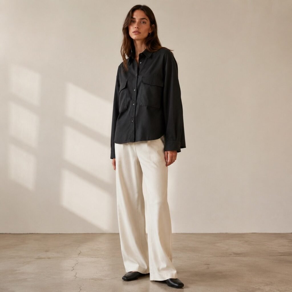 Waltham twill overshirt — Overshirts by 786 CLOTHING. worn by a model.