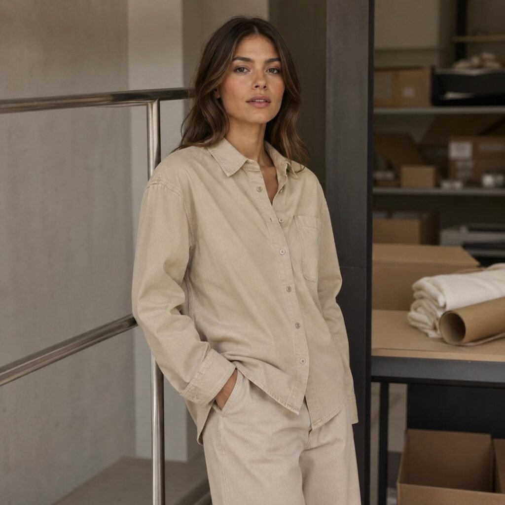 Newham soft utility shirt — Shirts by 786 CLOTHING. worn by a model.