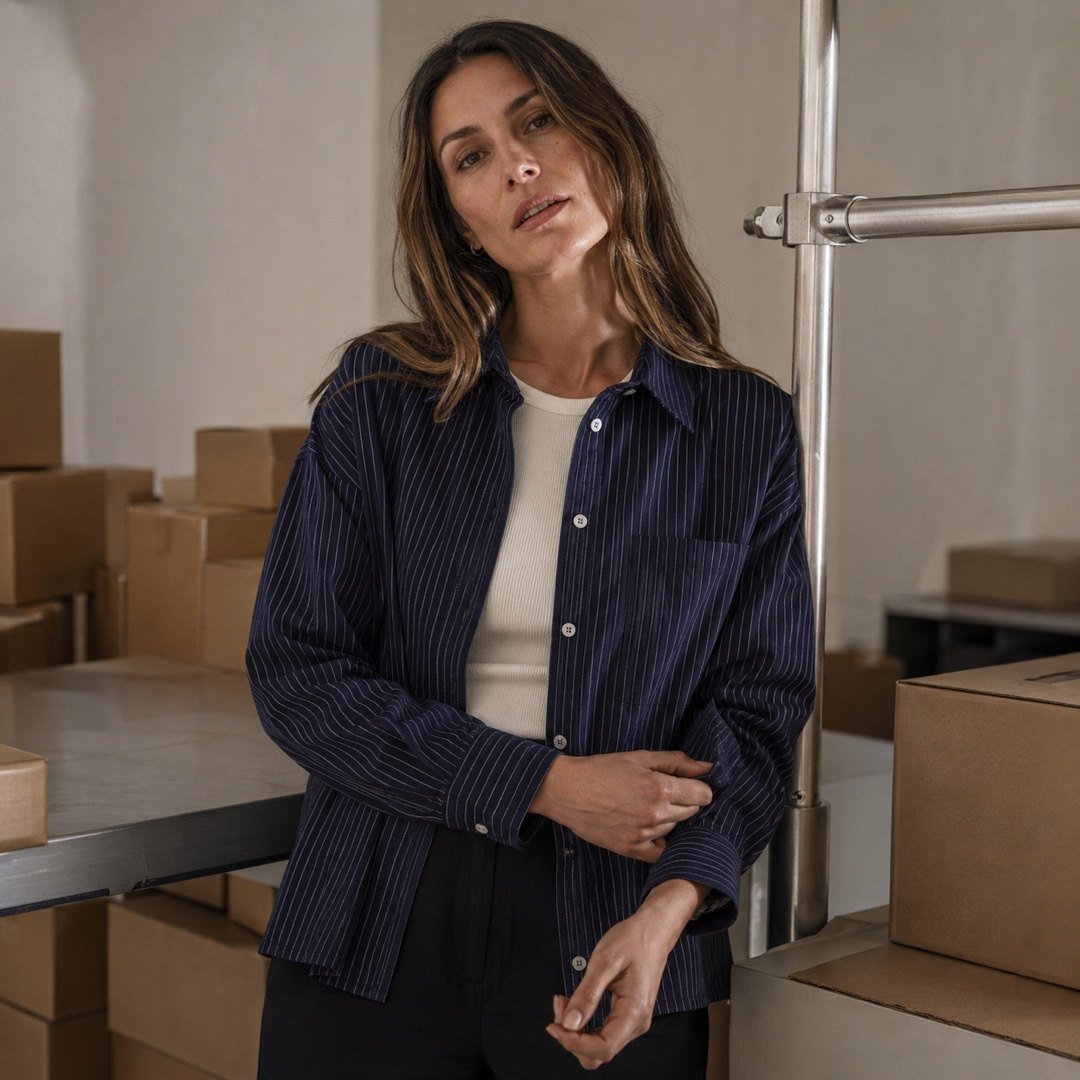 Ridley stripe shirt — Shirts by 786 CLOTHING. worn by a model.
