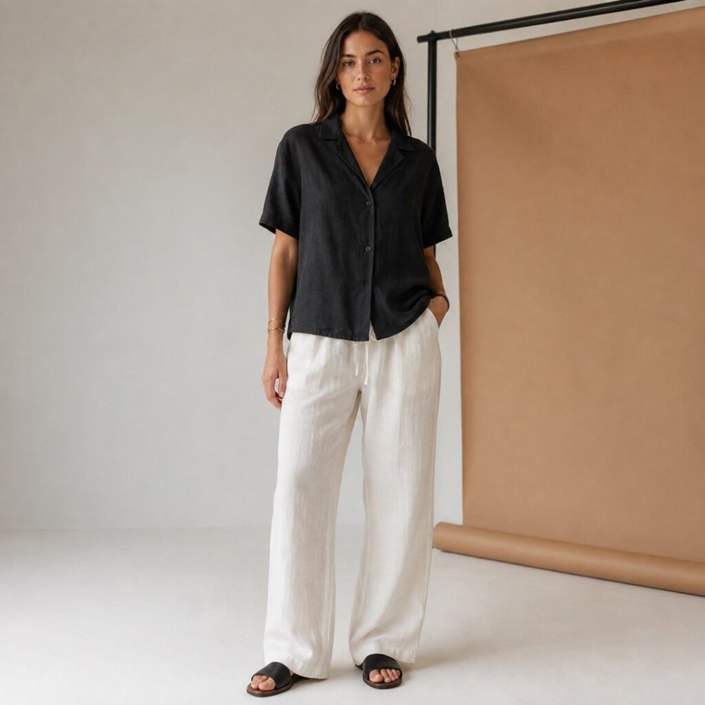 Leyton camp collar shirt — Shirts by 786 CLOTHING. worn by a model.
