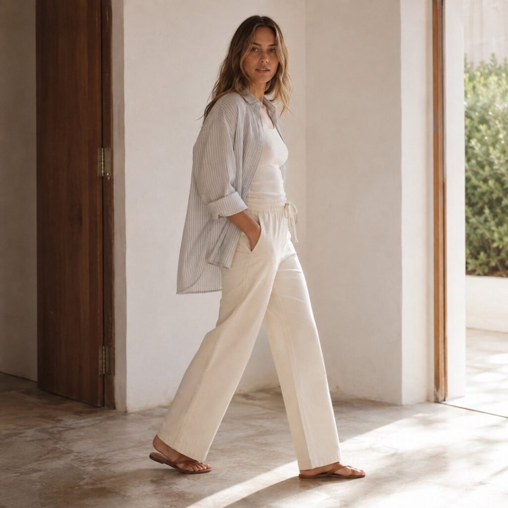 Wren drawcord trouser — Trousers by 786 CLOTHING. worn by a model.
