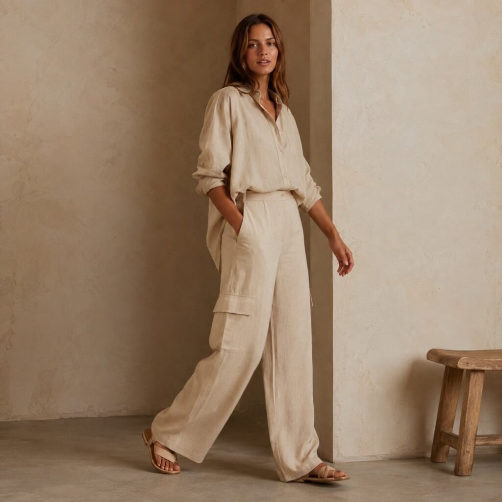 Marlow soft cargo trouser — Trousers by 786 CLOTHING. worn by a model.