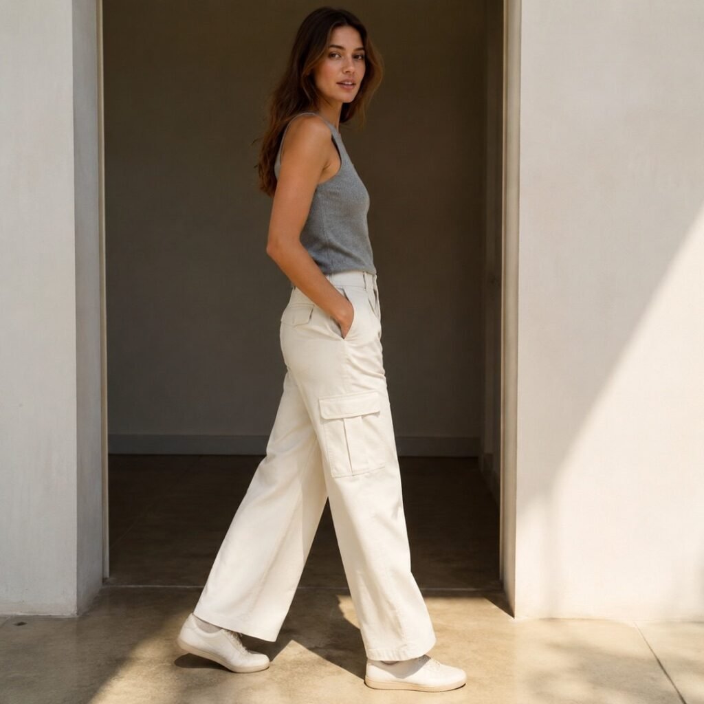 Dalston straight utility trouser — Trousers by 786 CLOTHING. worn by a model.