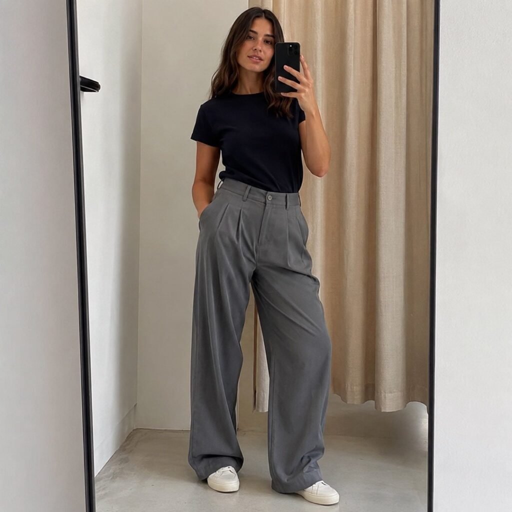 Leyton wide leg trouser — Trousers by 786 CLOTHING. worn by a model.